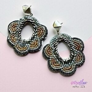 Stella & Dot Gray Dove Statement Earrings NWT